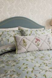 Sanderson 'Damson Blossom' Cotton Duvet Cover Set in Light Blue - Size: Single - thumbnail 2