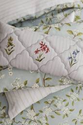 Sanderson 'Damson Blossom' Cotton Duvet Cover Set in Light Blue - Size: Single - thumbnail 5