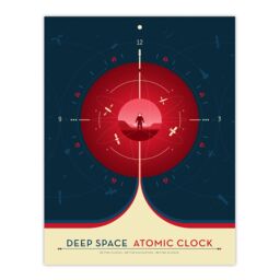 Artery8 Wall Art Print Deep Space Atomic Clock Red Earth Orbit Spacecraft Radio Navigation Science Tracking NASA Exploration Poster - thumbnail 1