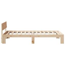 Berkfield Home Bed Frame with Headboard 100x200 cm Solid Pine Wood in Beige - thumbnail 6