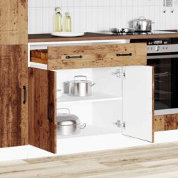 Berkfield Home Kitchen Base Cabinet Kalmar Old Wood Engineered Wood in Brown - thumbnail 3