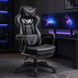 STILVORA Grey Gaming Chair with Reclining Backrest - thumbnail 1