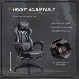 STILVORA Grey Gaming Chair with Reclining Backrest - thumbnail 5