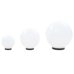 Berkfield Home LED Bowl Lamp Set 3 Pieces Spherical 20/30/40 cm PMMA in White - thumbnail 4