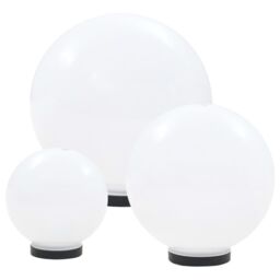 Berkfield Home LED Bowl Lamp Set 3 Pieces Spherical 20/30/40 cm PMMA in White - thumbnail 2