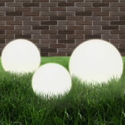 Berkfield Home LED Bowl Lamp Set 3 Pieces Spherical 20/30/40 cm PMMA in White - thumbnail 1