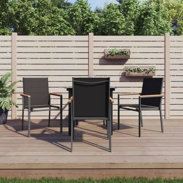 Berkfield Home 5 Piece Garden Dining Set Black Textilene & Steel - image 1