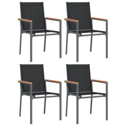 Berkfield Home 5 Piece Garden Dining Set Black Textilene & Steel - thumbnail 4