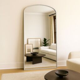 Agenzia 14 Modern Silver Metal Arch Full Length Mirror 200cm x 100cm - Size: XL - thumbnail 1