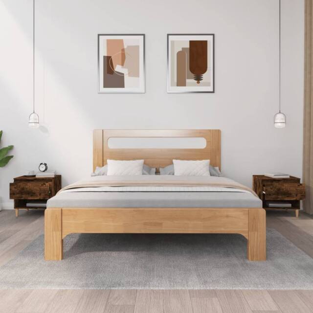 Berkfield Home Elegant Bedside Tables 2 pcs Smoked Oak 50x46x50 Engineered Wood in Brown - image 1