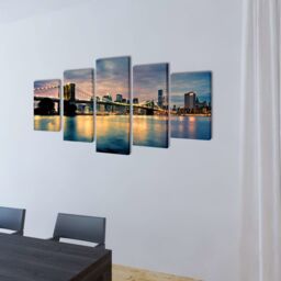 Berkfield Home Canvas Wall Print Set Brooklyn Bridge River View 200 x 100 cm - thumbnail 2