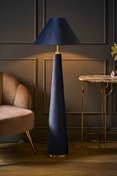ValueLights Martha Conical Lamp Shade Full Fabric Velvet Midi Floor Lamp in Blue - thumbnail 2