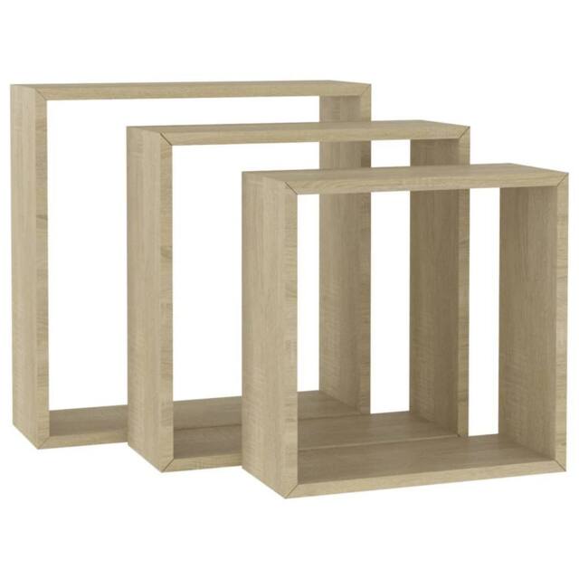 Berkfield Home Wall Cube Shelves 3 pcs Sonoma Oak in Light Brown - image 1
