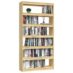 Berkfield Home Book Cabinet/Room Divider 100x30x200 cm Solid Pinewood in Light Brown - Size: 100 x 30 x 200 cm - thumbnail 4