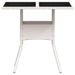 Berkfield Home Garden Table with Glass Top White 80x80x75 cm Poly Rattan - Size: 80 x 80 x 75 cm - thumbnail 5