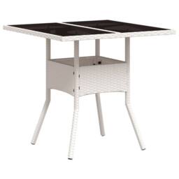 Berkfield Home Garden Table with Glass Top White 80x80x75 cm Poly Rattan - Size: 80 x 80 x 75 cm - thumbnail 7