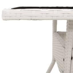 Berkfield Home Garden Table with Glass Top White 80x80x75 cm Poly Rattan - Size: 80 x 80 x 75 cm - thumbnail 9
