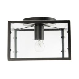Happy Homewares Industrial Square Box Matte Black Ceiling Light with Clear Glass Sides - thumbnail 5
