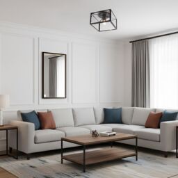 Happy Homewares Industrial Square Box Matte Black Ceiling Light with Clear Glass Sides - thumbnail 6