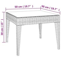 Berkfield Home Side Table Black 50x50x38 cm Poly Rattan & Tempered Glass - Size: 50 x 50 x 38 cm - thumbnail 5