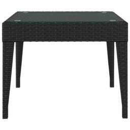 Berkfield Home Side Table Black 50x50x38 cm Poly Rattan & Tempered Glass - Size: 50 x 50 x 38 cm - thumbnail 3