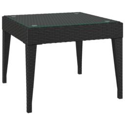 Berkfield Home Side Table Black 50x50x38 cm Poly Rattan & Tempered Glass - Size: 50 x 50 x 38 cm - thumbnail 2