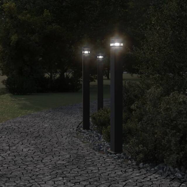 Berkfield Home Outdoor Floor Lamps with Outlet 3pcs Black 110 cm Aluminium - image 1