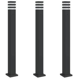 Berkfield Home Outdoor Floor Lamps with Outlet 3pcs Black 110 cm Aluminium - thumbnail 3