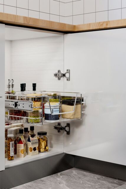 Living and Home Metal Sliding Cabinet Pull Out Wire Basket Organizer in Silver - Size: Medium - image 1
