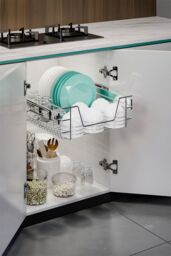 Living and Home Metal Sliding Cabinet Pull Out Wire Basket Organizer in Silver - Size: Medium - thumbnail 6