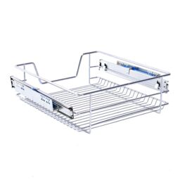 Living and Home Metal Sliding Cabinet Pull Out Wire Basket Organizer in Silver - Size: Medium - thumbnail 2