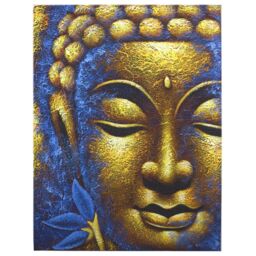 KDMD Buddha Painting - Gold Face & Lotus Flower in Blue - thumbnail 1