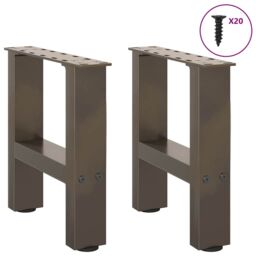 Berkfield Home Coffee Table Legs Natural Steel 2 pcs 40x(30-31) cm Steel in Grey - thumbnail 4