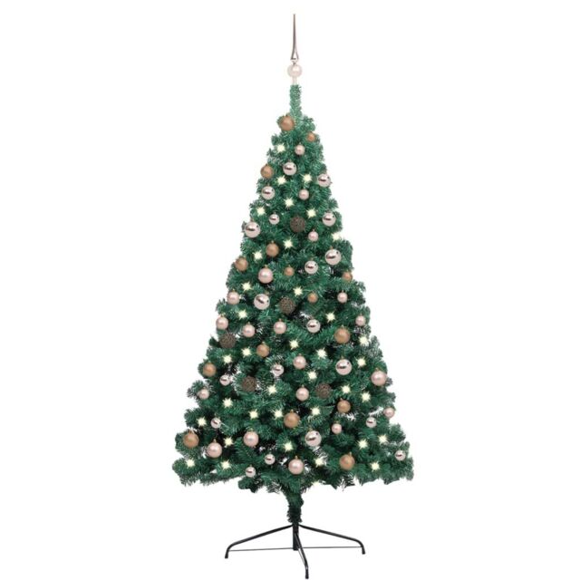 Berkfield Home Artificial Half Pre-lit Christmas Tree with Ball Set Green 180 cm - image 1