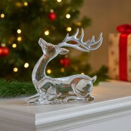 Marco Paul 14cm Clear Acrylic Sitting Reindeer Christmas Ornament - Size: 200g