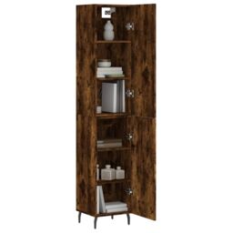 Berkfield Home Highboard Smoked Oak 34.5x34x180 cm Engineered Wood in Brown - thumbnail 3