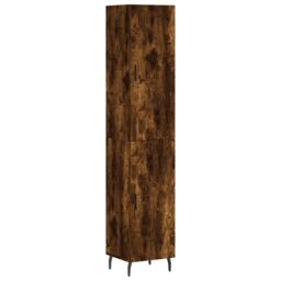 Berkfield Home Highboard Smoked Oak 34.5x34x180 cm Engineered Wood in Brown - thumbnail 2