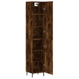 Berkfield Home Highboard Smoked Oak 34.5x34x180 cm Engineered Wood in Brown - thumbnail 4