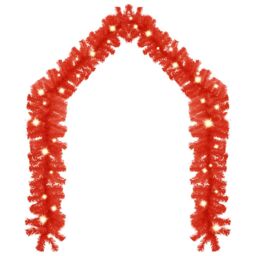 Berkfield Home Christmas Garland with LED Lights 10 m Red - thumbnail 2