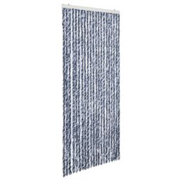 Berkfield Home Insect Curtain Blue, White & Silver 90x220 cm Chenille - thumbnail 2