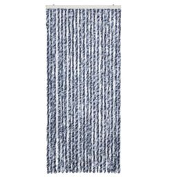 Berkfield Home Insect Curtain Blue, White & Silver 90x220 cm Chenille - thumbnail 3
