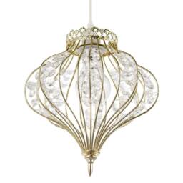 Happy Homewares Unique Teardrop Shiny Gold Pendant Lamp Shade with Clear Acrylic Beads - thumbnail 8