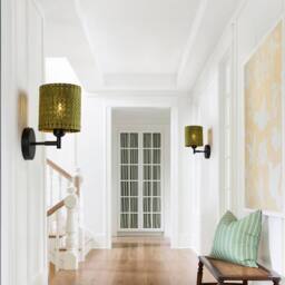 NIVOR 1 Light Boho Farmhouse Wooden Armed Sconce Wall Light E27 (Set of 2) in Green - thumbnail 6