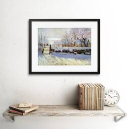 "Artery8 Painting Monet Magpie Old Master Home Decor 12x16"" Framed Art Print in White - Size: W12"" x H16""" - thumbnail 2