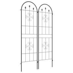 OUTSUNNY Arrow Design Set of 2 Metal Trellis for Climbing Plants in Black - thumbnail 2