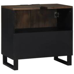 Berkfield Home Bathroom Sink Cabinet 62 x 33 x 58 cm ‚Äì Sturdy mango wood design in Brown - thumbnail 5
