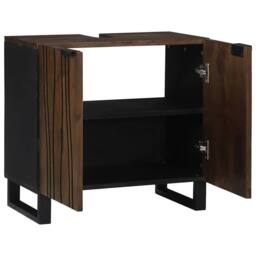 Berkfield Home Bathroom Sink Cabinet 62 x 33 x 58 cm ‚Äì Sturdy mango wood design in Brown - thumbnail 1