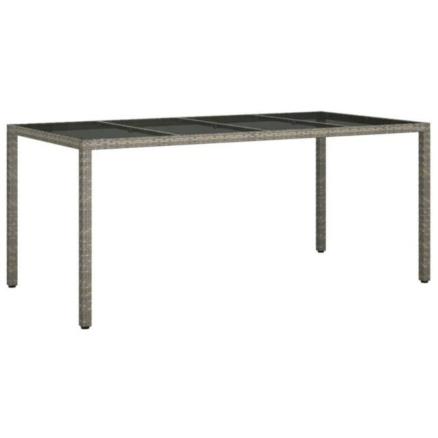 Berkfield Home Garden Table Grey 190x90x75 cm Tempered Glass & Poly Rattan - Size: 190 x 90 x 75 cm - image 1