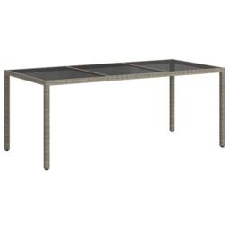Berkfield Home Garden Table Grey 190x90x75 cm Tempered Glass & Poly Rattan - Size: 190 x 90 x 75 cm - thumbnail 5