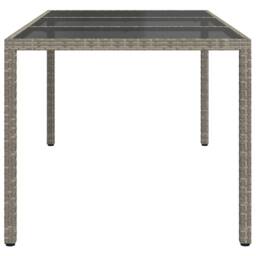 Berkfield Home Garden Table Grey 190x90x75 cm Tempered Glass & Poly Rattan - Size: 190 x 90 x 75 cm - thumbnail 4